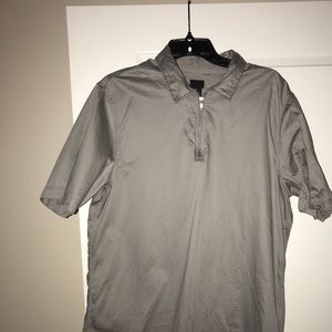 Grey Zipper Short Sleeve Shirt